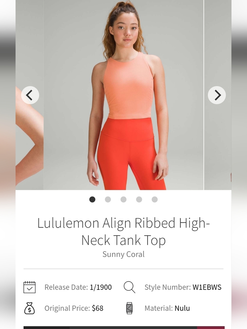 lululemon athletica Align Ribbed High-Neck Tank Top - Sunny Coral
